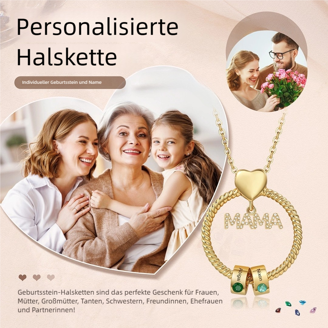 Personalisierte 1-6 Namen Gravur "MAMA" Halskette mit 1-6 Geburtssteinen-Glück ist eine Mama wie dich zu haben-Geschenk mit Nachrichtenkarte