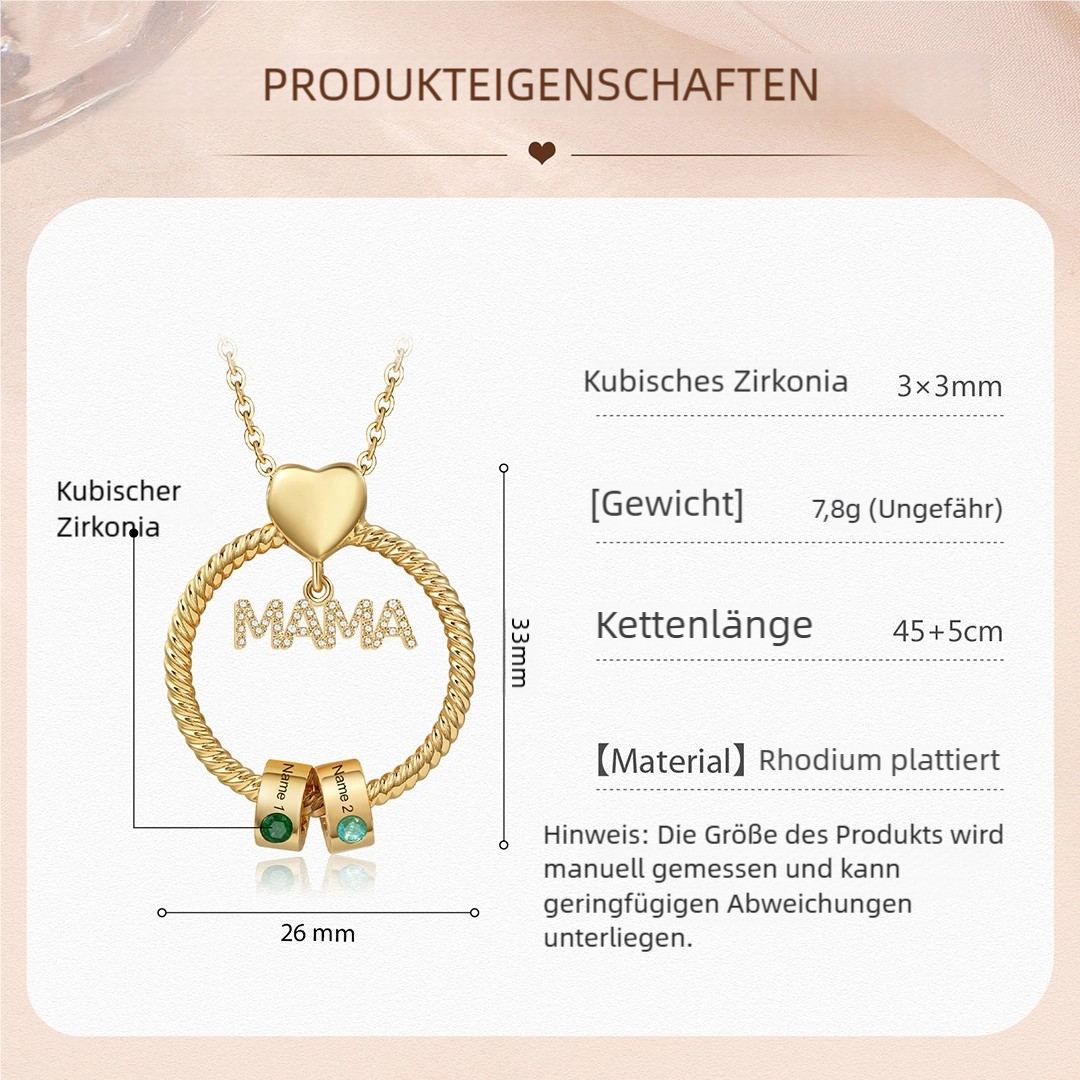 Personalisierte 1-6 Namen Gravur "MAMA" Halskette mit 1-6 Geburtssteinen-Glück ist eine Mama wie dich zu haben-Geschenk mit Nachrichtenkarte