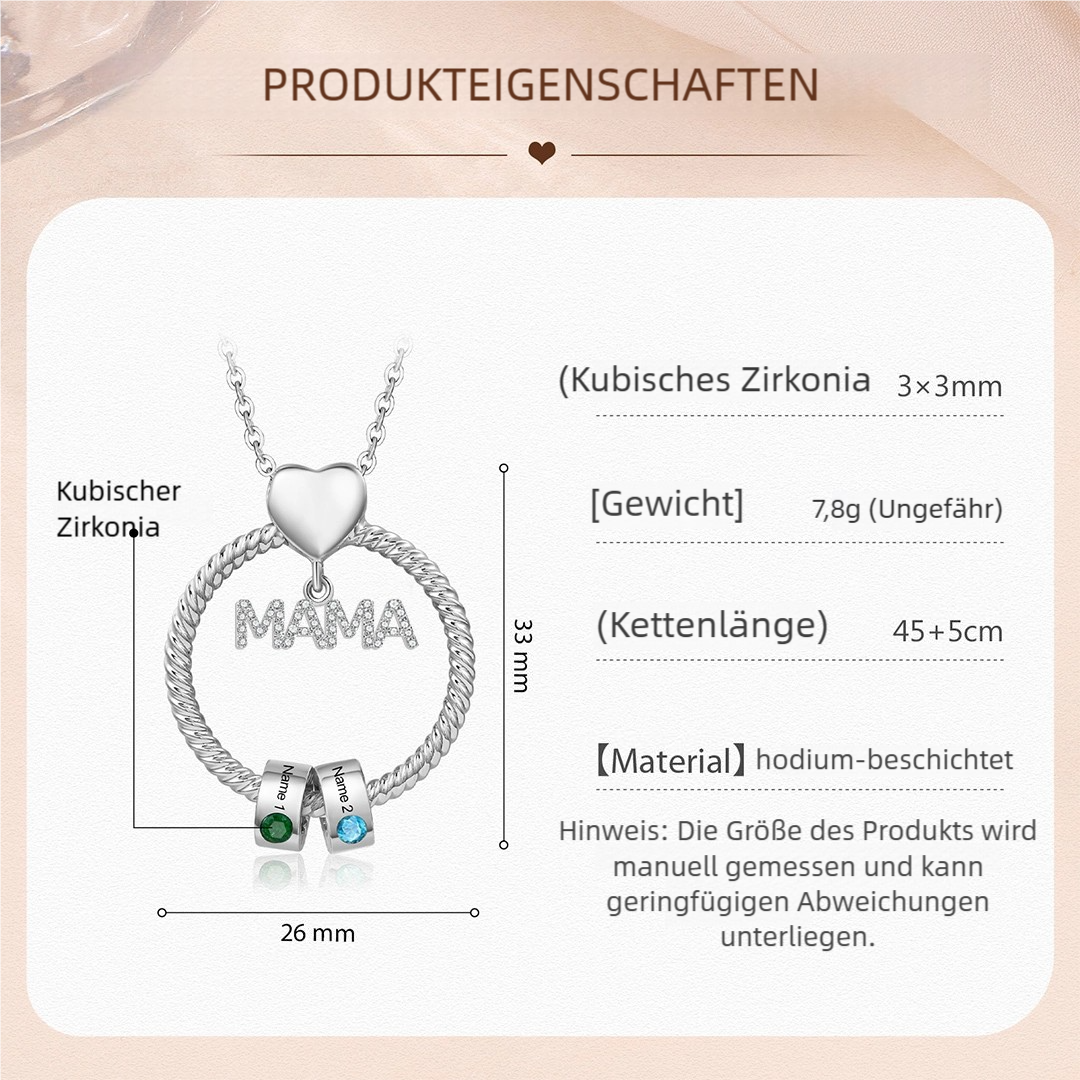 Personalisierte 1-6 Namen Gravur "MAMA" Halskette mit 1-6 Geburtssteinen-Glück ist eine Mama wie dich zu haben-Geschenk mit Nachrichtenkarte