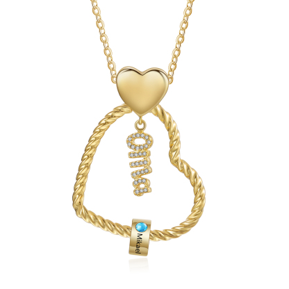 Personalisierte 1-5 Namen Herz Halskette mit 1-5 Geburtssteinen für Oma Großmutter