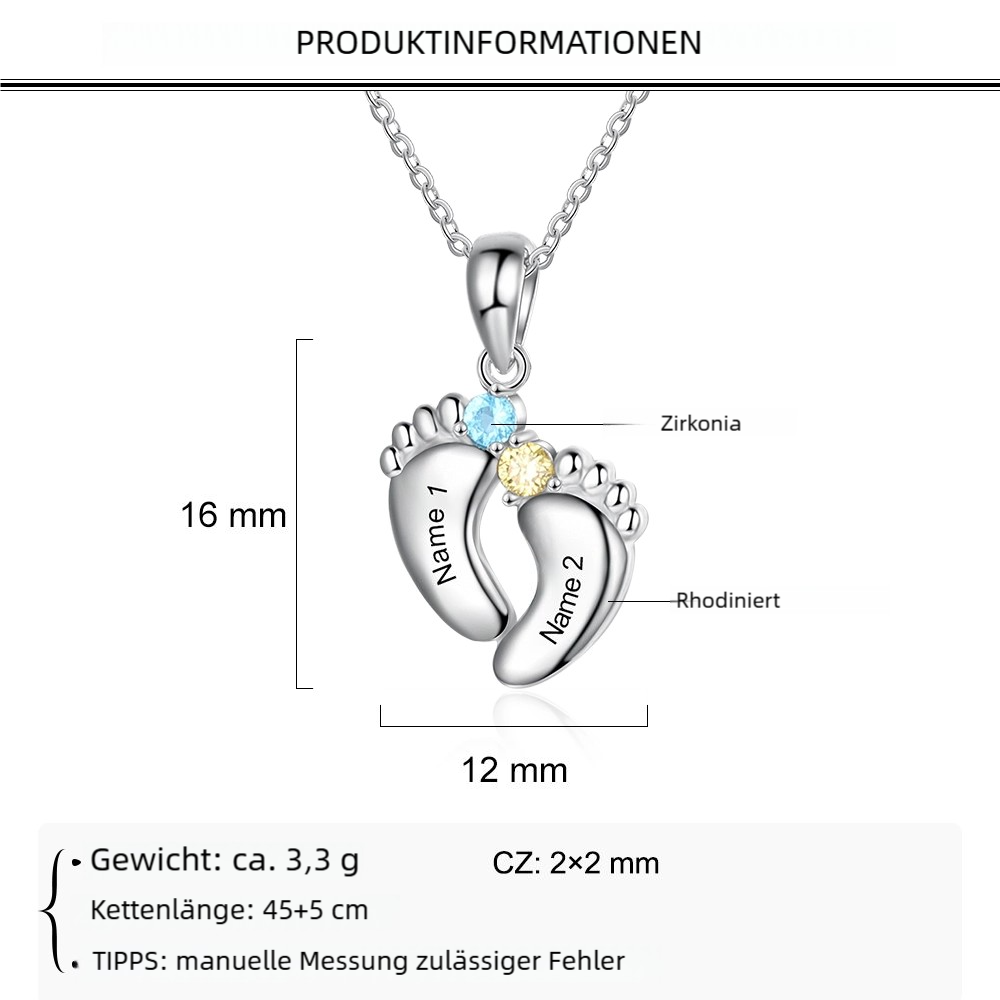 Personalisierte Baby Füße 1-6 Geburtsstein Halskette