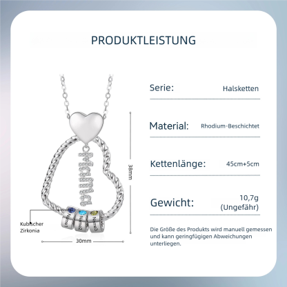 Personalisierte 1-5 Namen Herz Halskette mit 1-5 Geburtssteinen & Weihnachts-Geschenkkarte & GeschenkBox für Mama Mutter Geschenkkarte Set