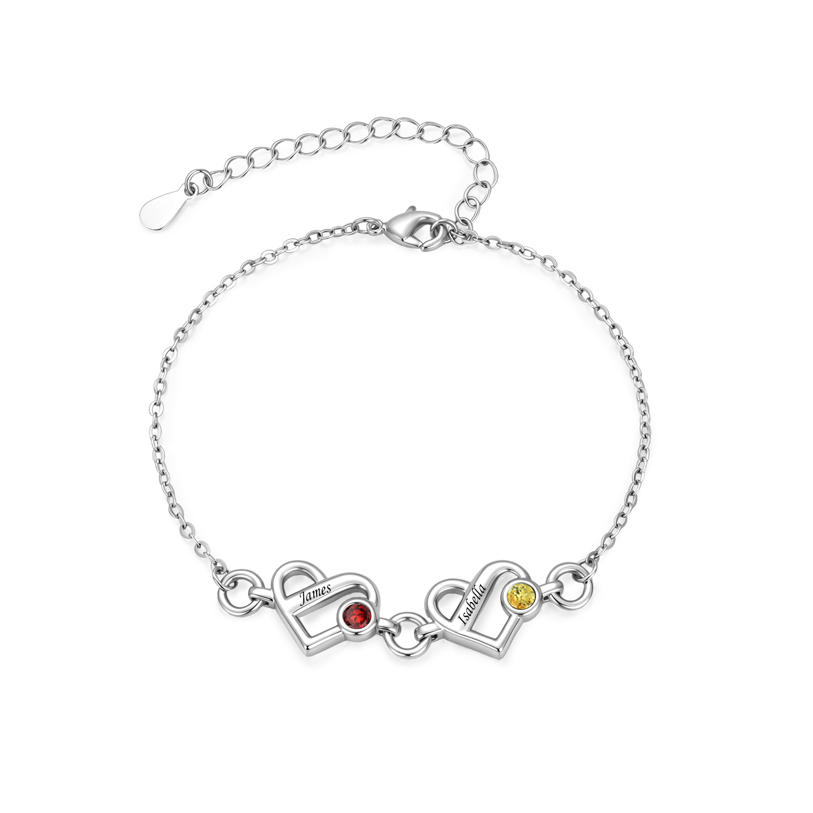 Personalisiertes Armband mit Herzschloss 1 bis 6 Namen und Geburtssteinen Geschenk für sie oder Freundin Herzschmuck für Damen
