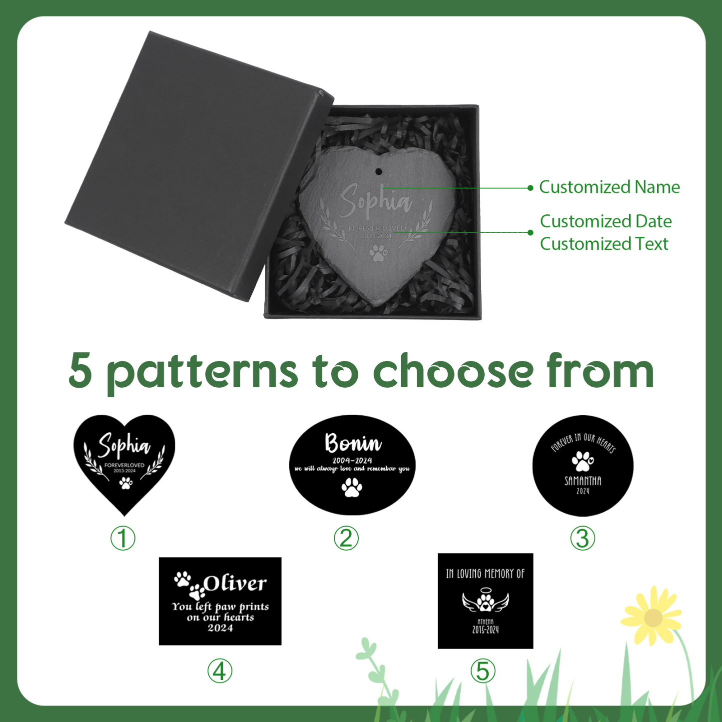 Personalisierter Grabstecker aus Schiefer – mit Name, Text & Datum graviert