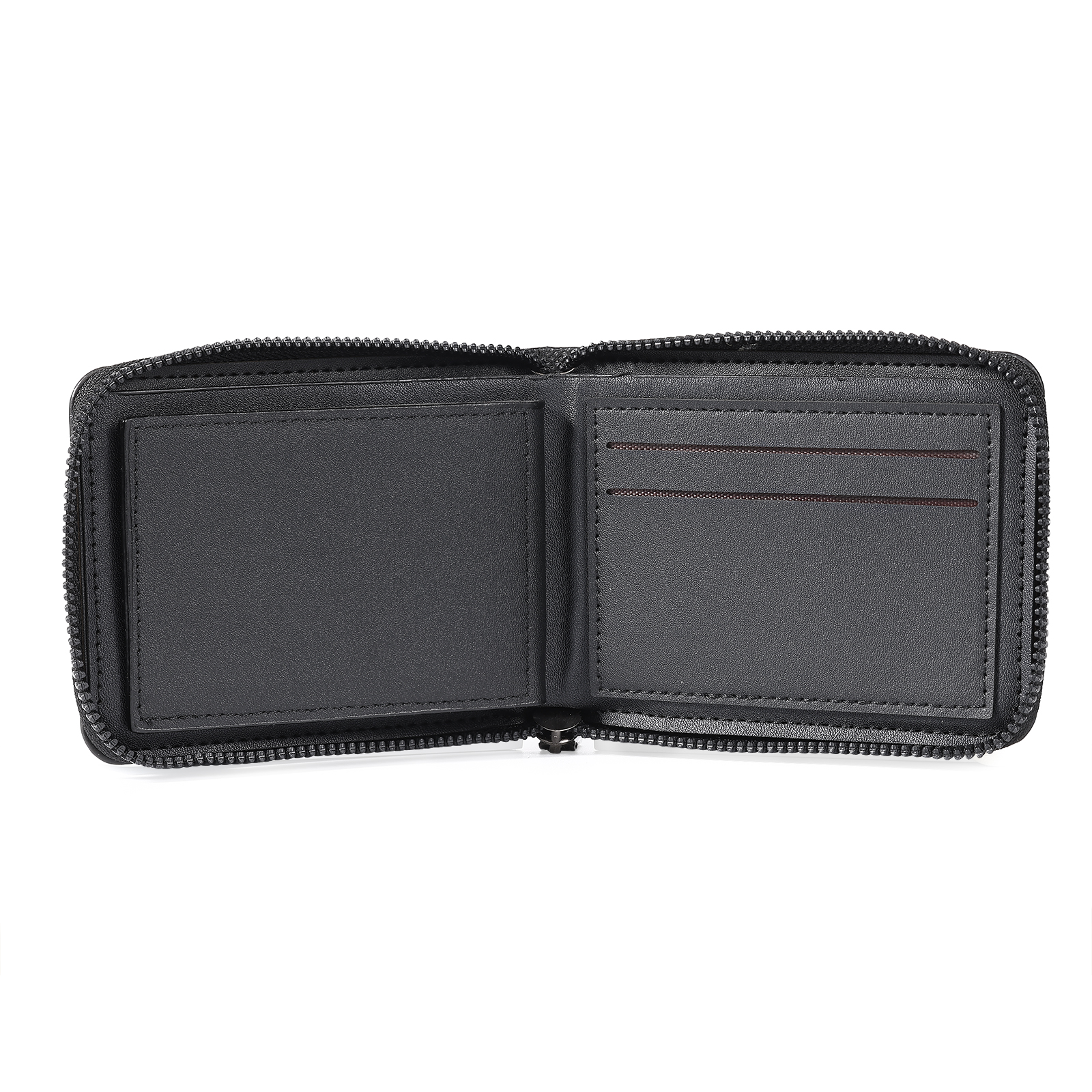 Personalisierte Herren Geldbörse aus PU‑Leder mit Reißverschluss – mit Foto, Kalender oder Namen