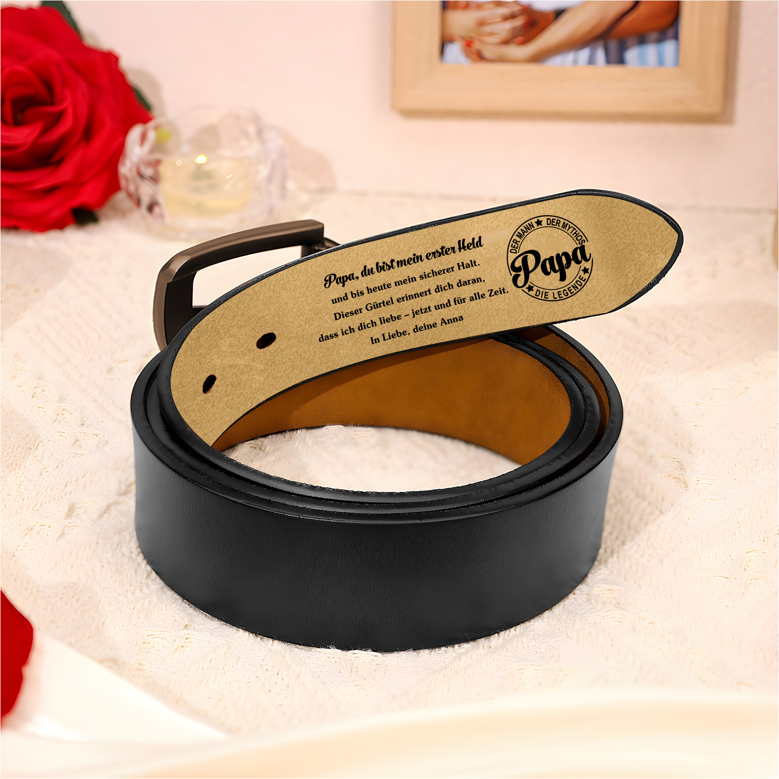 Personalisierter Ledergürtel mit Gravur Papa Herren Gürtel Geschenk für Papa zum Vatertag