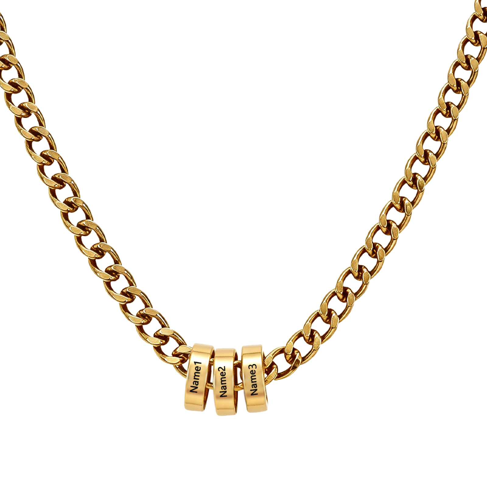 Personalisierte Herrenkette aus Edelstahl mit 2 bis 5 Namensperlen für Herren Papa Ehemann