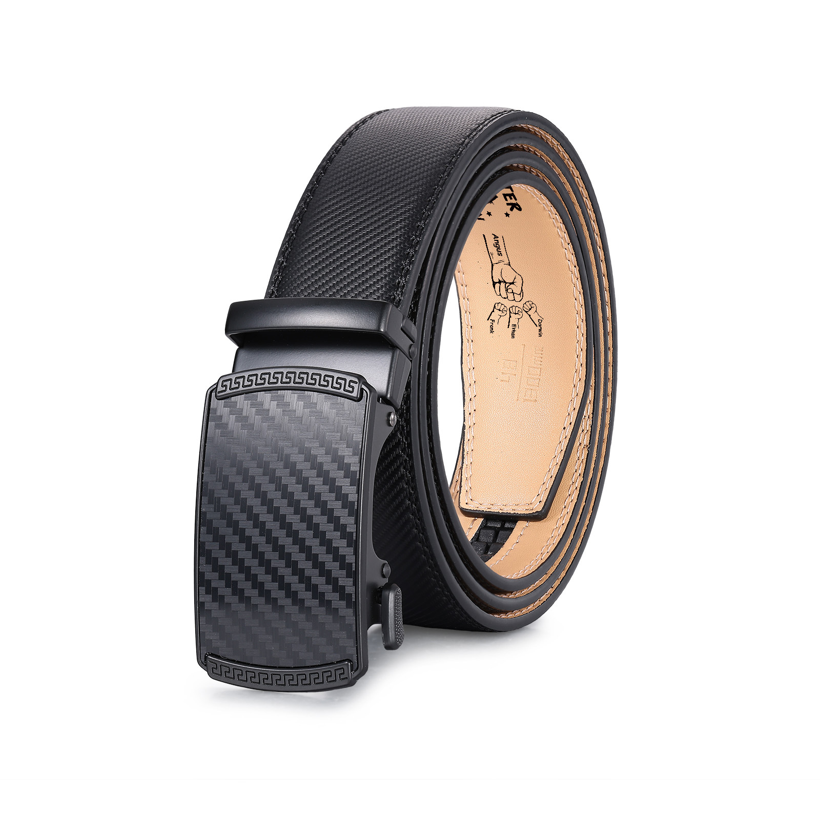 Personalisierter Herren-Ledergürtel mit Faustgruß – Geschenk für Opa