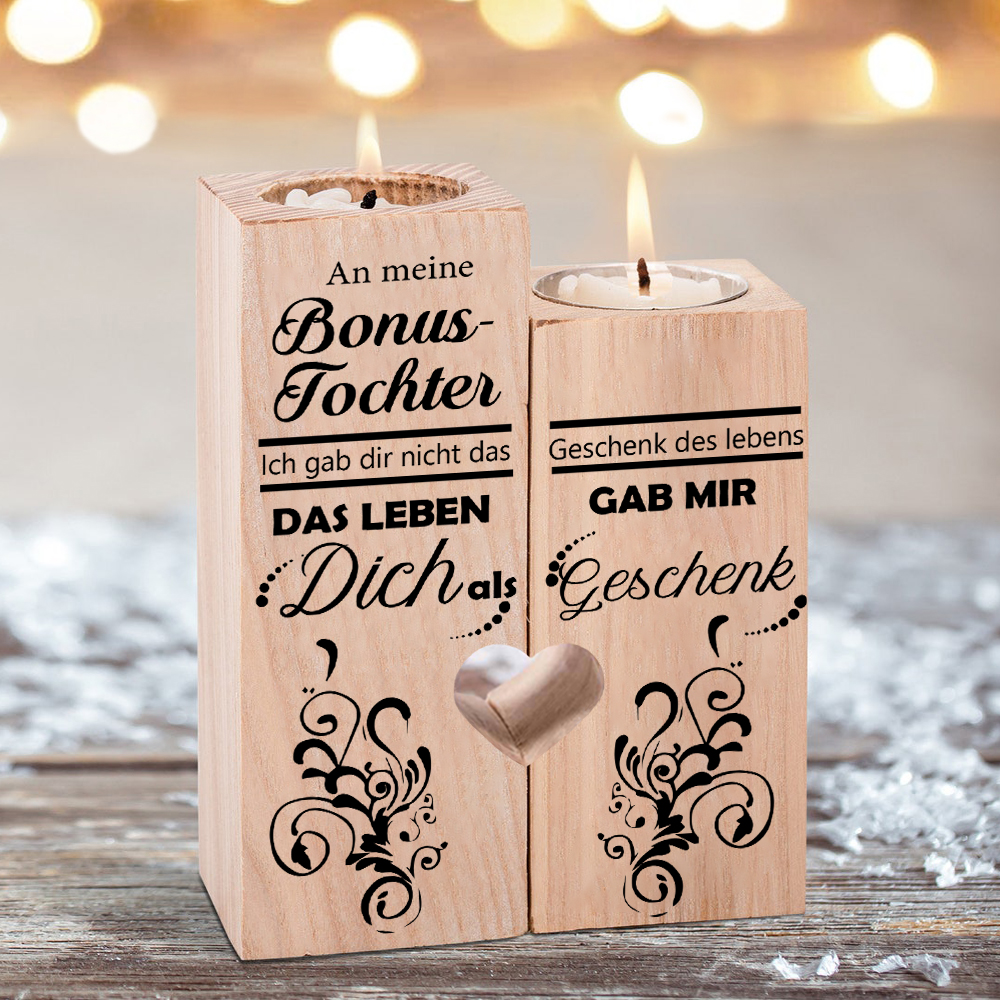 Für meine Bonustochter Kerzenhalter-Set aus Holz