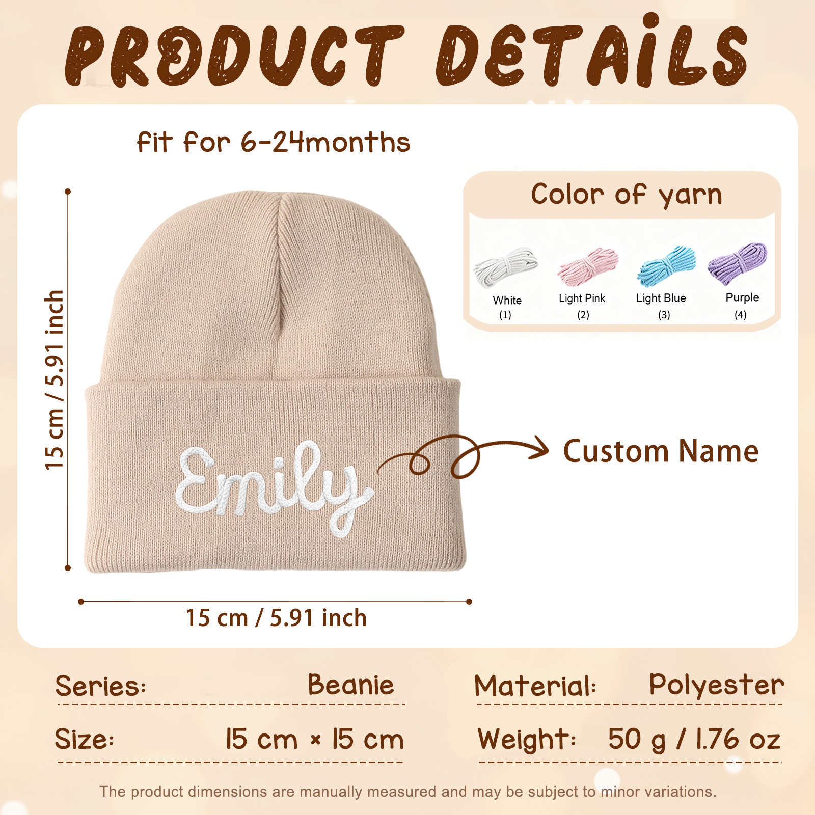 Personalisierte Namens-Beanie-Mütze für Babys, Kinder und Kleinkinder – handgefertigt, bestickt, kuschelig gestrickt