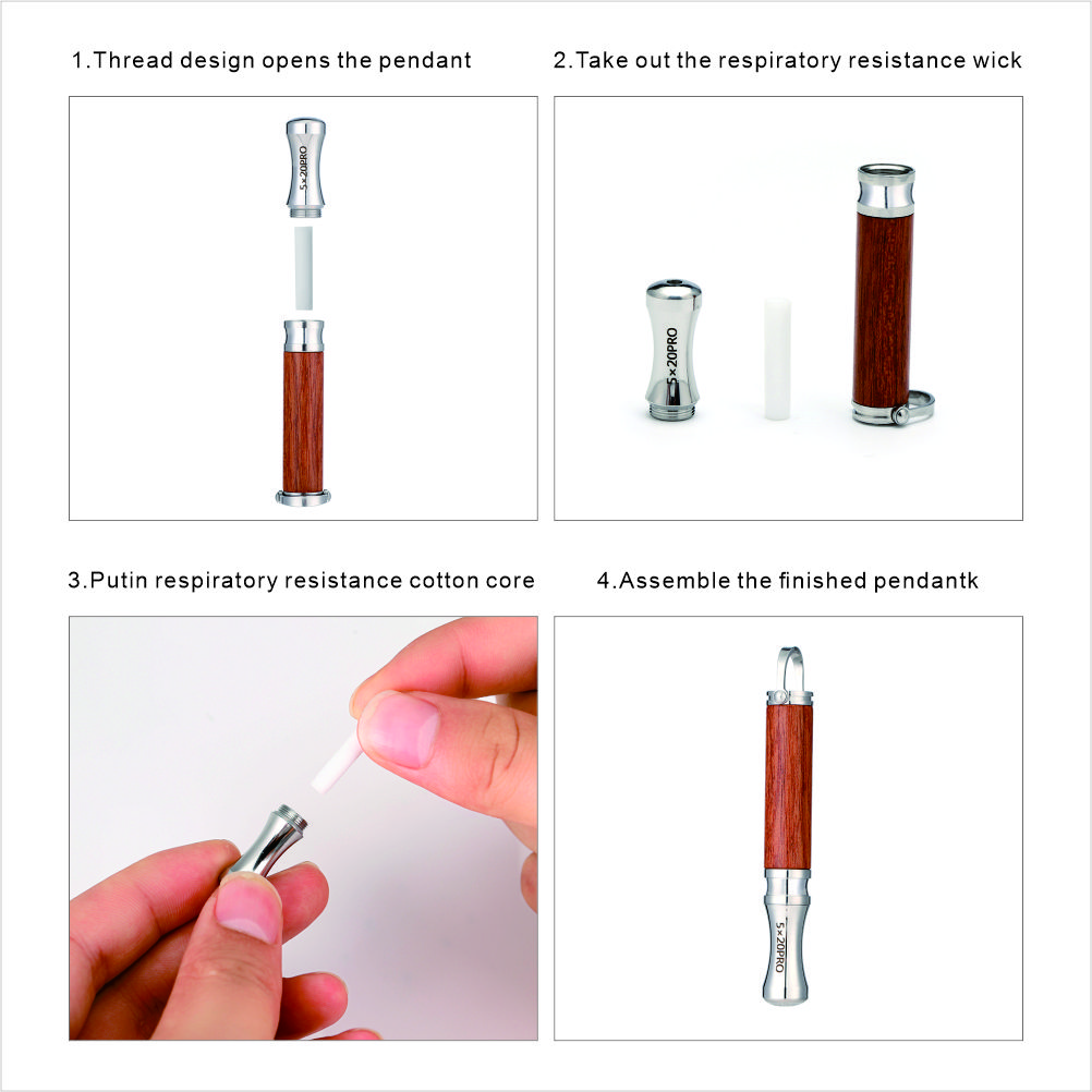 Halskette mit Atemanhänger aus Holz zur Angstlinderung und zum Rauchstopp