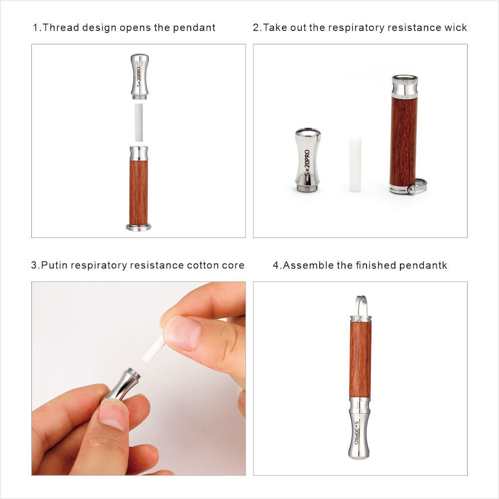 Halskette mit Atemanhänger aus Holz zur Angstlinderung und zum Rauchstopp