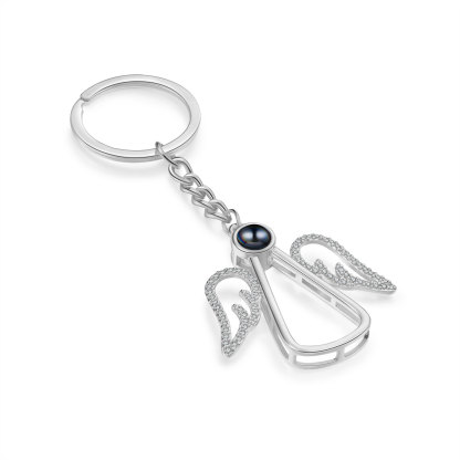 Personalisierter Engel-Schlüsselanhänger mit Fotoprojektion – Geschenk zum Muttertag, Geburtstag