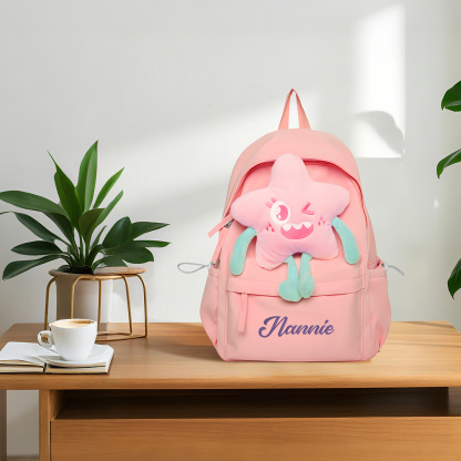 Personalisierte Name Nylon Rucksack Schüler Schultasche in 5 Farbe mit Seestern