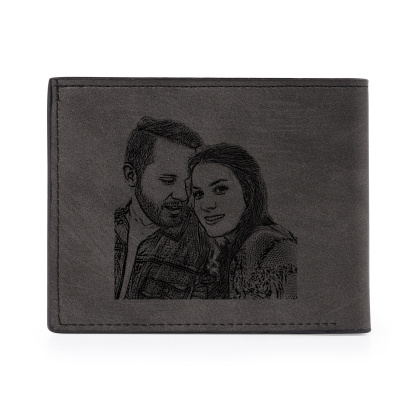 Personalisierte Herren Geldbörse aus PU‑Leder, individuell mit Foto, Kalender oder Namensgravur