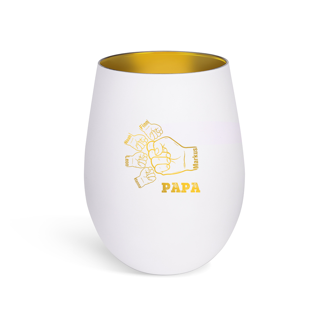 Personalisierter Kerzenhalter aus Glas mit Fistbump-Motiv, personalisiert mit 1–8 Namen