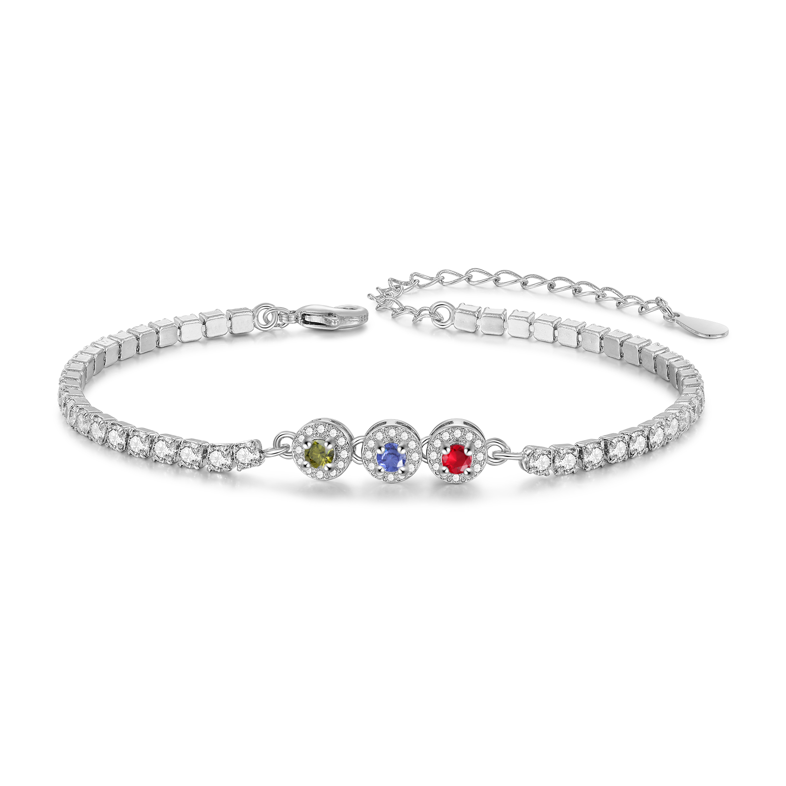 Personalisierbares Tennisarmband mit 2–5 Geburtssteinen, verstellbar