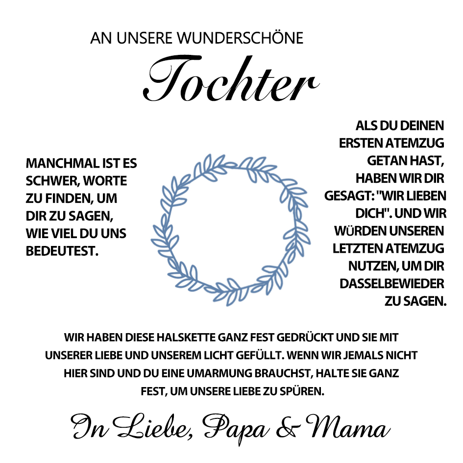 Echte getrocknete personalisierte Geburtsblumen-Boho-Halskette mit gepresstem Blütenanhänger Tochter-Kartenset