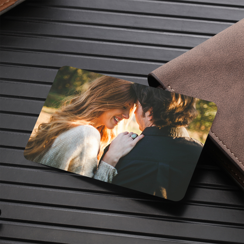 Personalisierte Foto & Name & Buchstabe Geldbörse & Foto & Text Wallet Card & Stift Geschenkbox Set für Mann Freund
