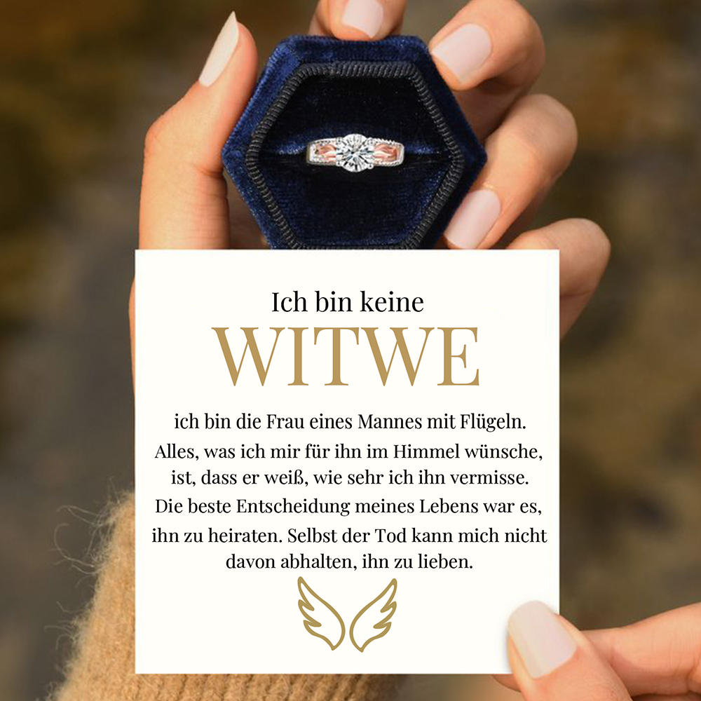 Personalisierter Gedenkring mit Flügeln – Ich bin keine Witwe. Ich bin die Frau eines Mannes mit Flügeln