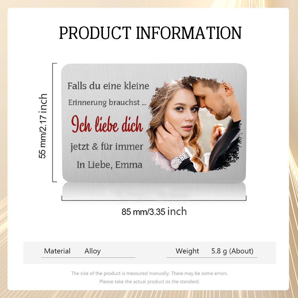 Personalisierte Foto & Name & Buchstabe & Text Geldbörse & Wallet Card & Schlüsselanhänger & Stift Geschenkset für Mann Freund