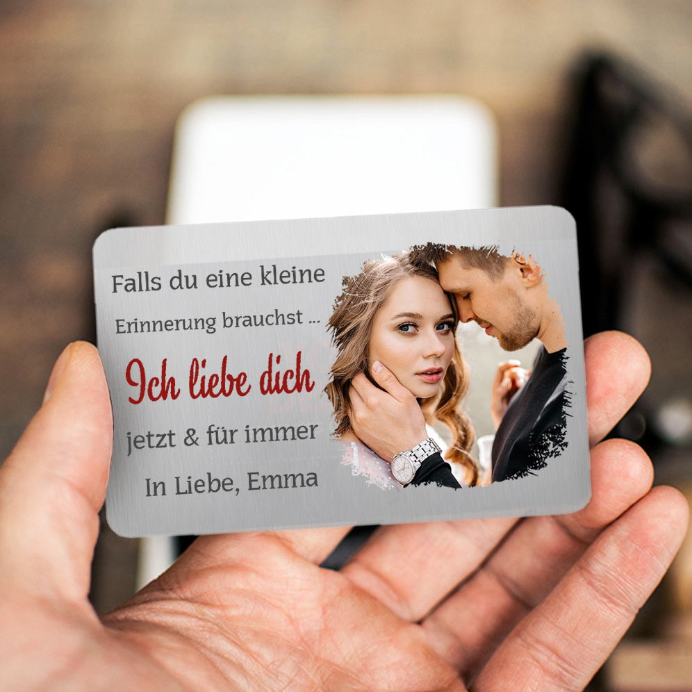 Personalisierte Foto & Name & Buchstabe & Text Geldbörse & Wallet Card & Schlüsselanhänger & Stift Geschenkset für Mann Freund
