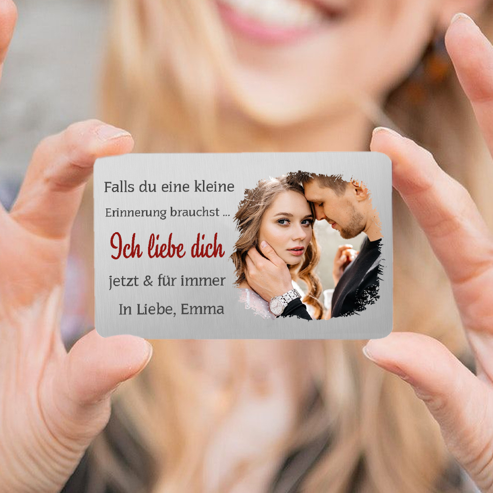 Personalisierte Foto & Name & Buchstabe & Text Geldbörse & Wallet Card & Schlüsselanhänger & Stift Geschenkset für Mann Freund