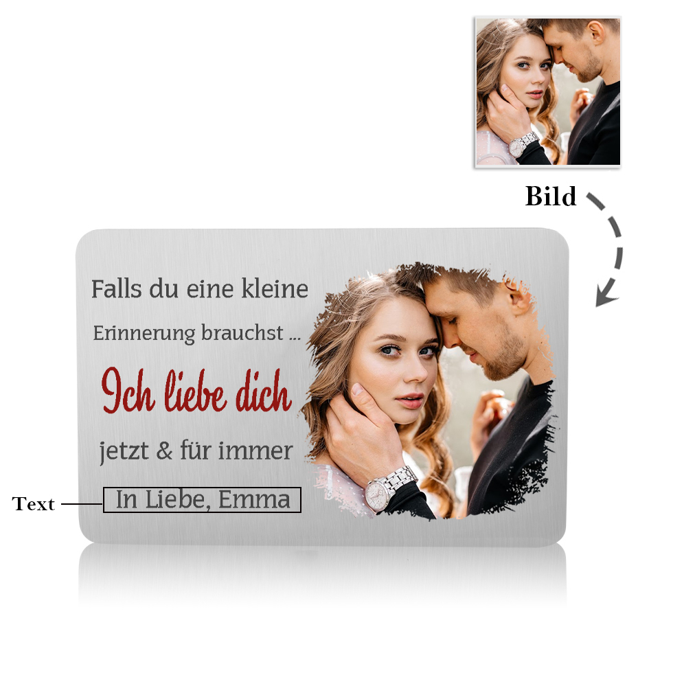 Personalisierte Foto & Name & Buchstabe & Text Geldbörse & Wallet Card & Schlüsselanhänger & Stift Geschenkset für Mann Freund