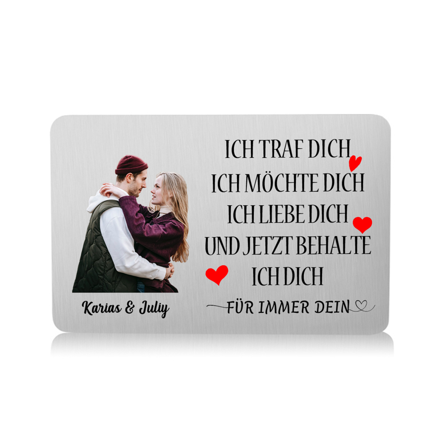 Personalisierter Name & Buchstabe & Foto Leder-Herren-Geldbörse & Wallet Card & Magnetarmband Geschenkbox Set