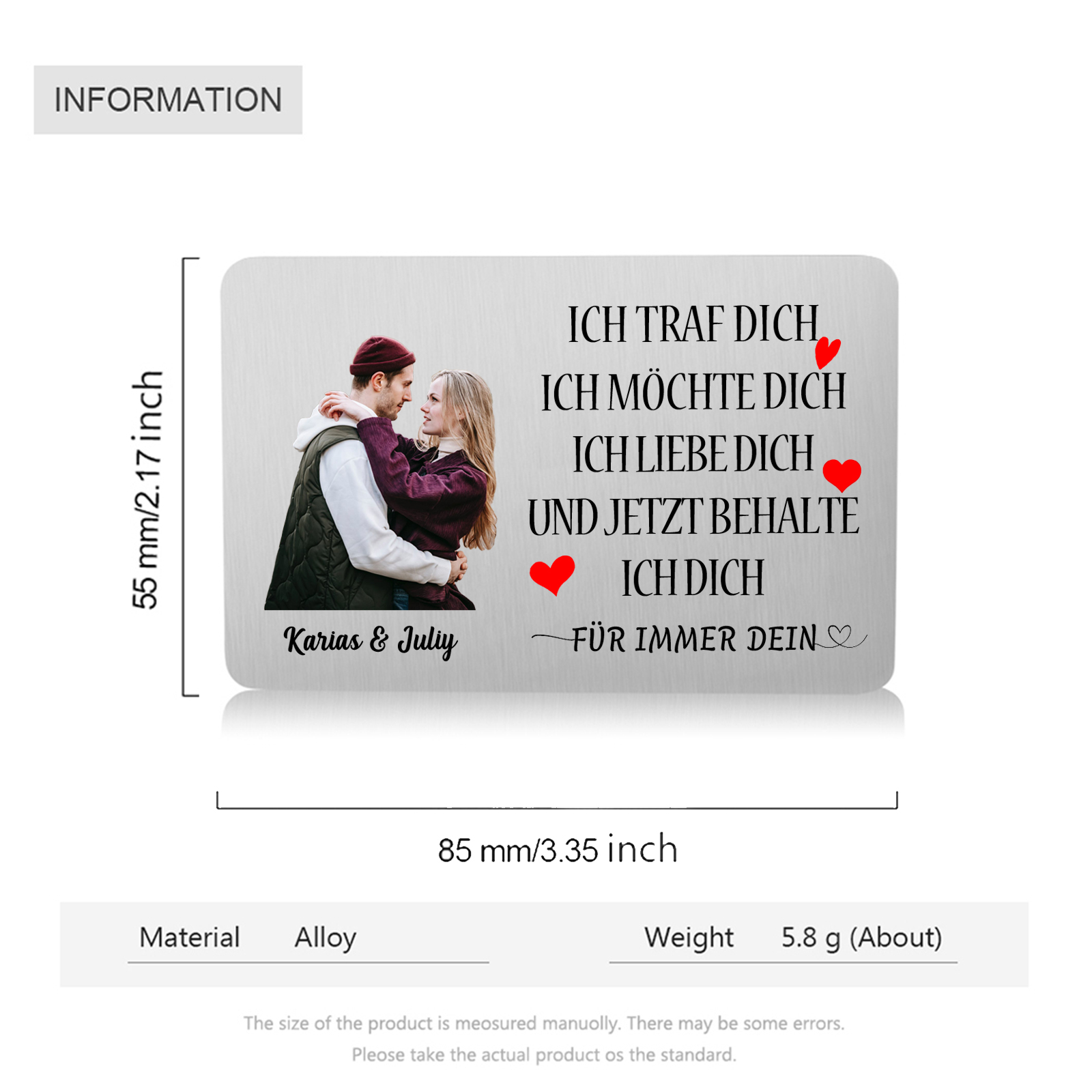 Personalisierter Name & Buchstabe & Foto Leder-Herren-Geldbörse & Wallet Card & Magnetarmband Geschenkbox Set