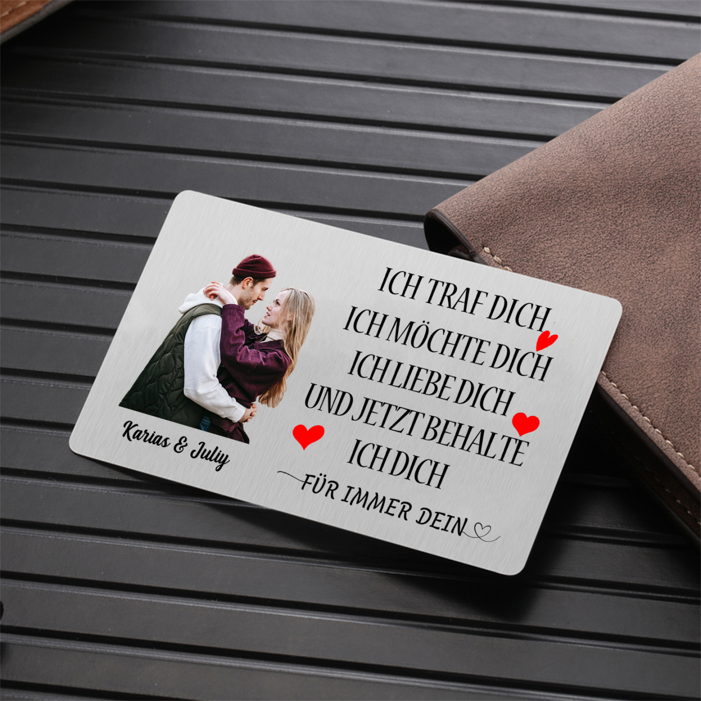 Personalisiertes 1 Foto & 2 Namen Geldbörsenkarte-Ich liebe dich-Perfektes Geschenk für Paar