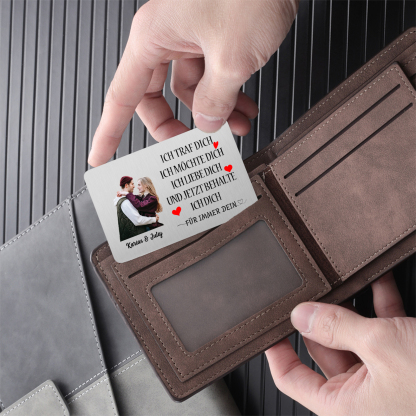 Personalisierter Name & Buchstabe & Foto Leder-Herren-Geldbörse & Wallet Card & Magnetarmband Geschenkbox Set