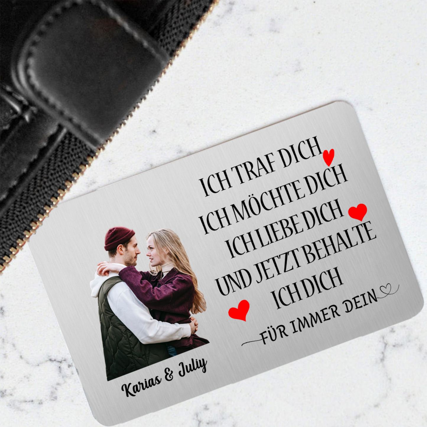 Personalisiertes 1 Foto & 2 Namen Geldbörsenkarte-Ich liebe dich-Perfektes Geschenk für Paar