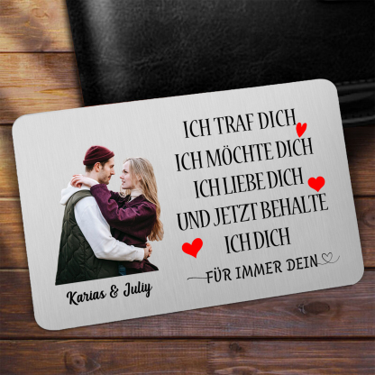 Personalisierter Name & Buchstabe & Foto Leder-Herren-Geldbörse & Wallet Card & Magnetarmband Geschenkbox Set