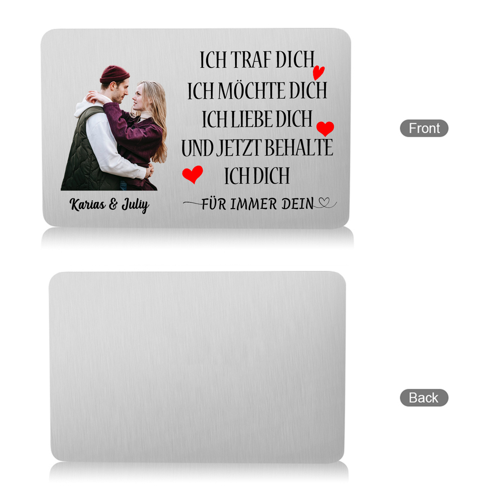 Personalisierter Name & Buchstabe & Foto Leder-Herren-Geldbörse & Wallet Card & Magnetarmband Geschenkbox Set