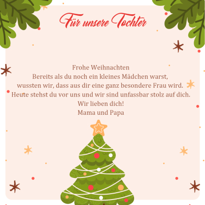 Weihnachtskarte für Tochter – Herzliche Weihnachtswünsche von Mama & Papa