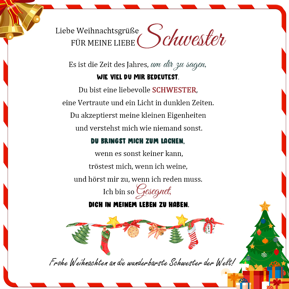 Weihnachten Geschenkkarte für Schwester