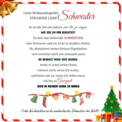 Weihnachten Geschenkkarte für Schwester