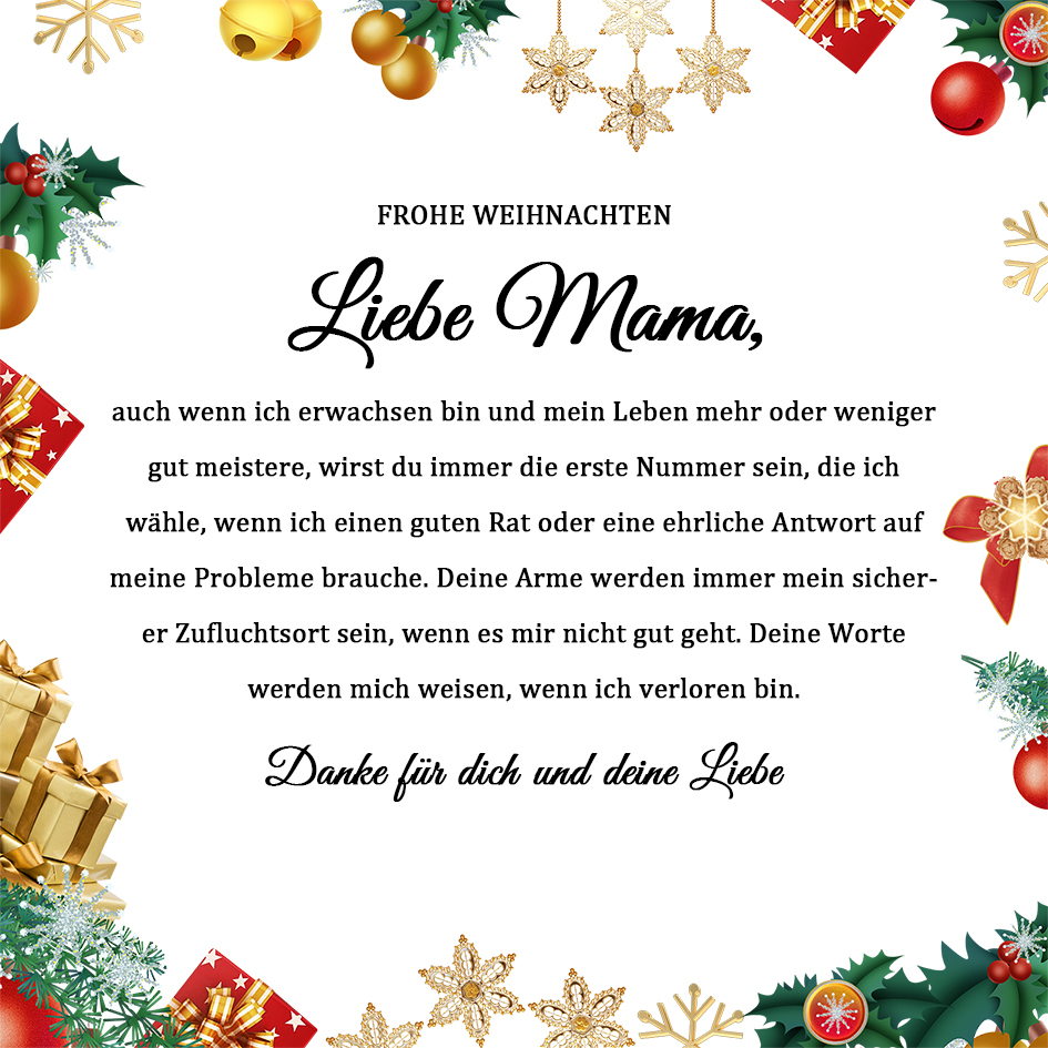 Weihnachten Geschenkkarte für Mama – Danke für dich und deine Liebe