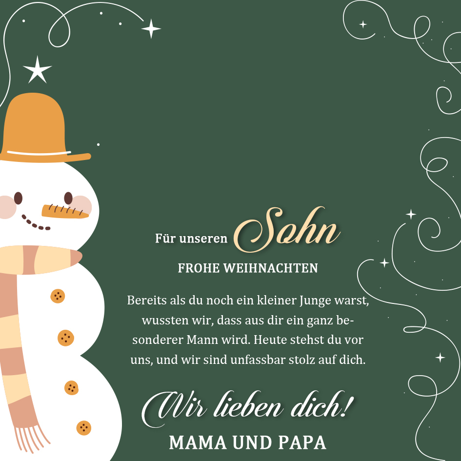Weihnachten Geschenkkarte für Sohn – Wir lieben dich – Mama & Papa