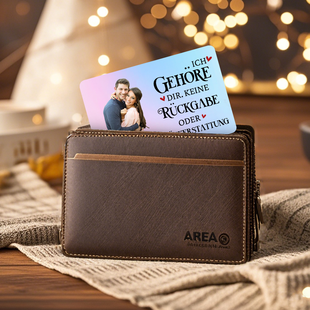 Personalisiertes 1 Foto & 2 Namen Geldbörsenkarte – Ich gehöre dir keine Rückgabe oder Rückerstattung – Perfektes Geschenk für Paar