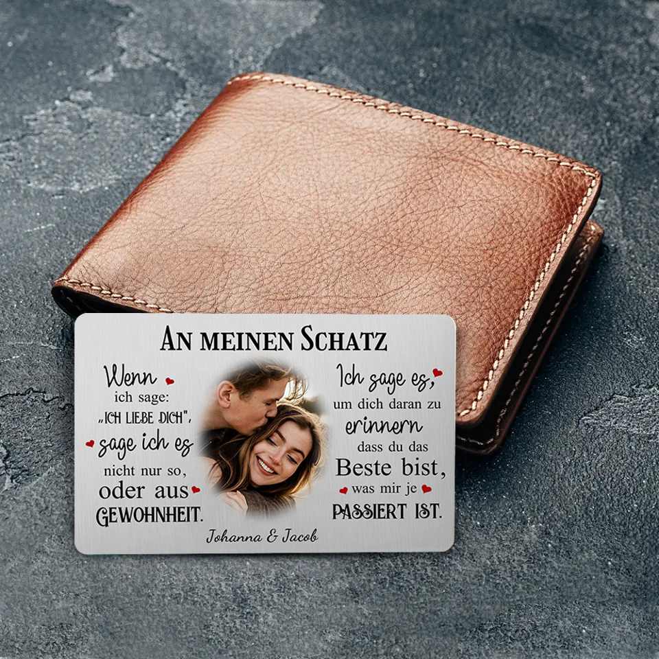 Personalisiertes Foto & Name & Buchstabe Herren Geldbörse & Foto & 2 Texte Geldbörse Karte & Foto & Text Schlüsselanhänger Geschenkbox Set für Mann/ Freund