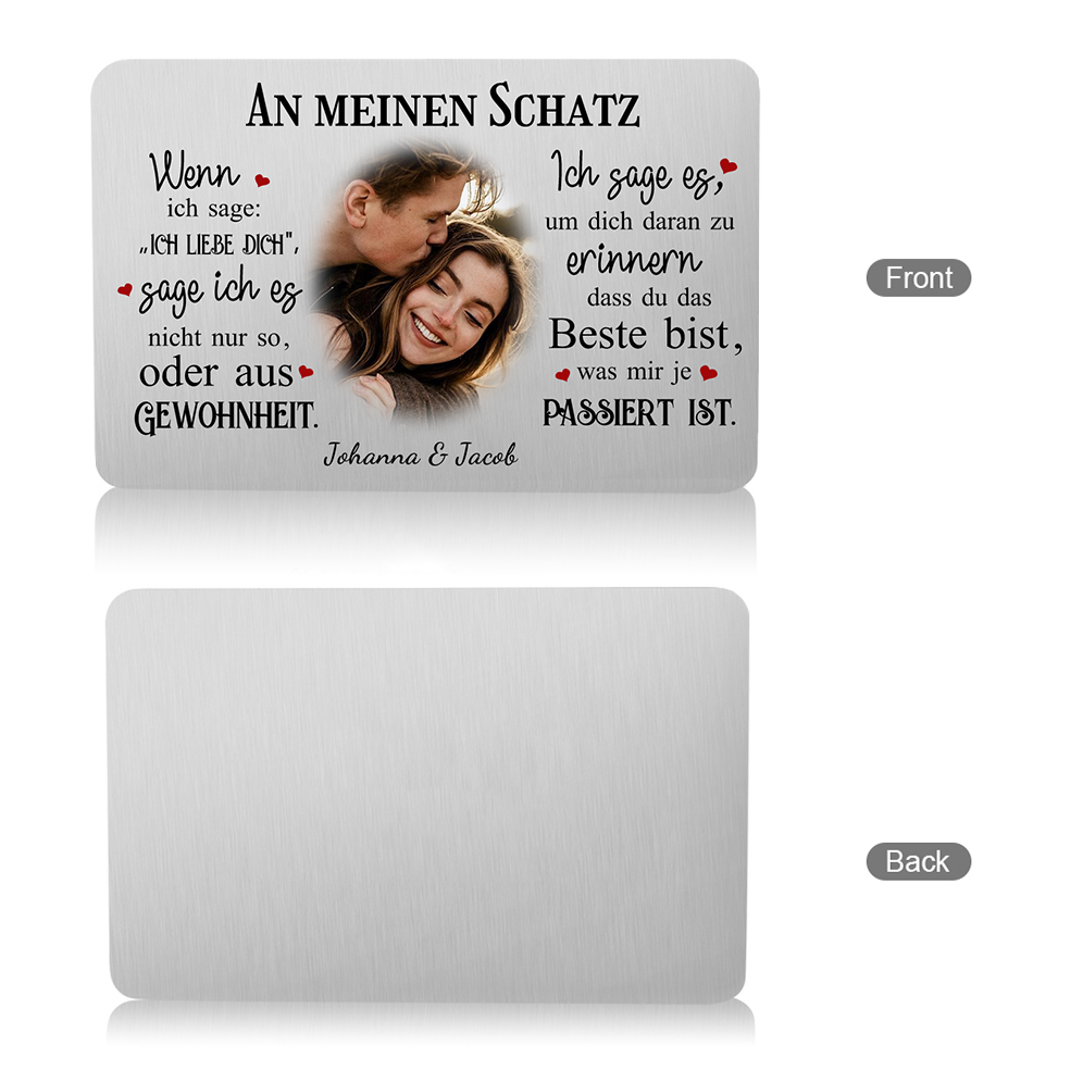 Personalisiertes Foto & Name & Buchstabe Herren Geldbörse & Foto & 2 Texte Geldbörse Karte & Foto & Text Schlüsselanhänger Geschenkbox Set für Mann/ Freund