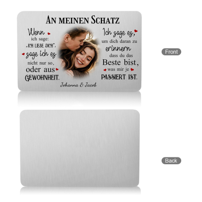 Personalisiertes Foto & Name & Buchstabe Herren Geldbörse & Foto & 2 Texte Geldbörse Karte & Foto & Text Schlüsselanhänger Geschenkbox Set für Mann/ Freund
