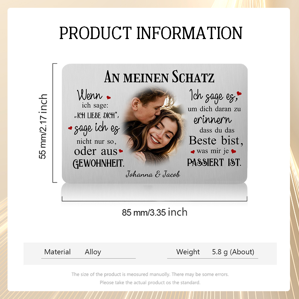 Personalisiertes 1 Foto & 2 Texte Geldbörsenkarte – Ich sage es, um dich daran zu erinnern, dass du das Beste bist, was mir je passiert ist – Geschenk für Paar