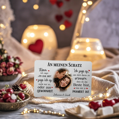 Personalisiertes Foto & Name & Buchstabe Herren Geldbörse & Foto & 2 Texte Geldbörse Karte & Foto & Text Schlüsselanhänger Geschenkbox Set für Mann/ Freund