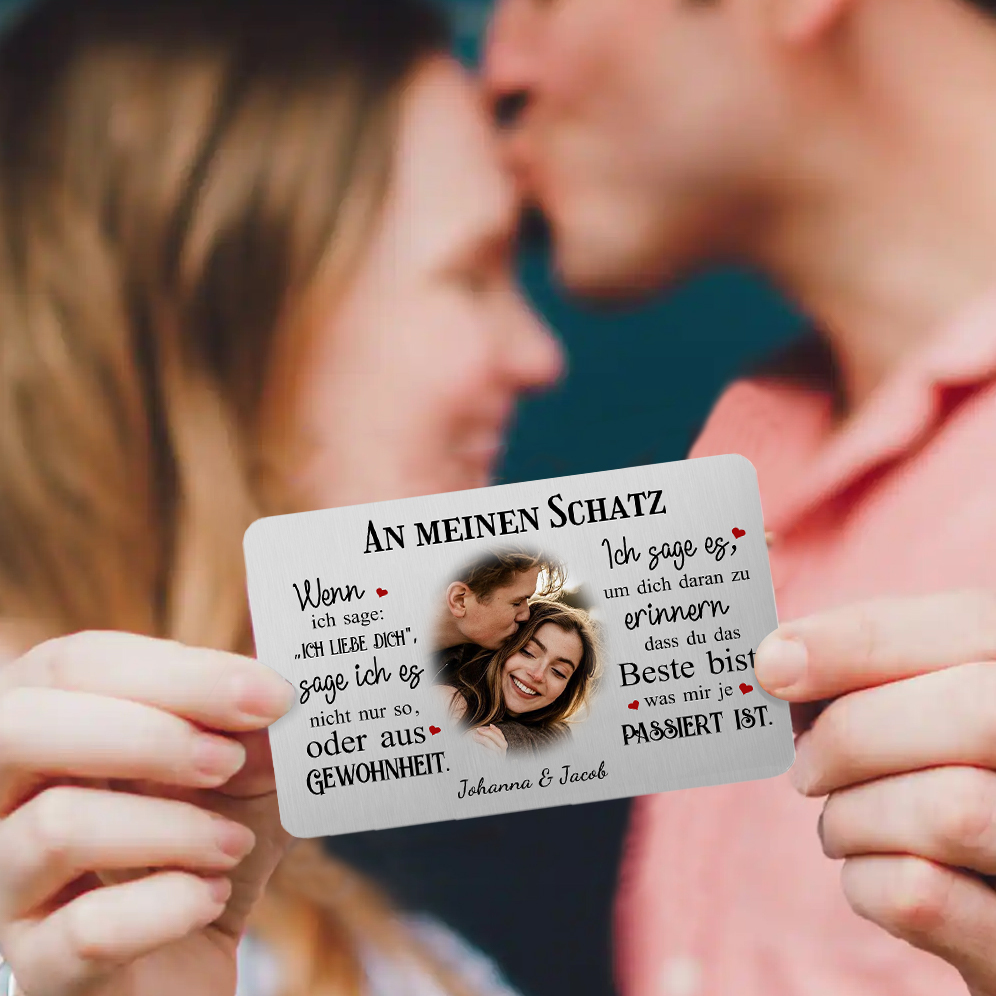 Personalisiertes Foto & Name & Buchstabe Herren Geldbörse & Foto & 2 Texte Geldbörse Karte & Foto & Text Schlüsselanhänger Geschenkbox Set für Mann/ Freund