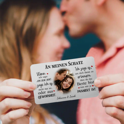 Personalisiertes 1 Foto & 2 Texte Geldbörsenkarte – Ich sage es, um dich daran zu erinnern, dass du das Beste bist, was mir je passiert ist – Geschenk für Paar