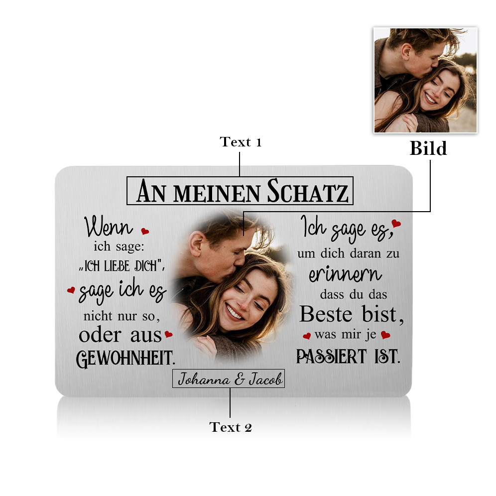 Personalisiertes Foto & Name & Buchstabe Herren Geldbörse & Foto & 2 Texte Geldbörse Karte & Foto & Text Schlüsselanhänger Geschenkbox Set für Mann/ Freund