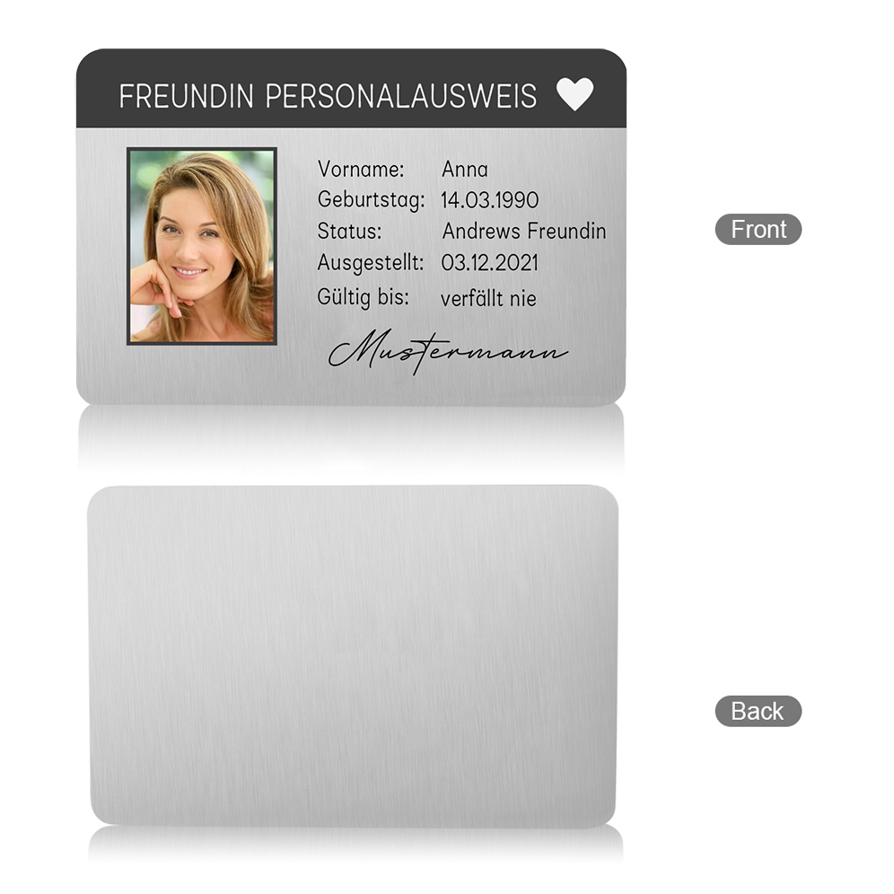 Personalisiertes 1 Foto & 5 Texte & 2 Datum Geldbörsenkarte – Freundinnen-Personalausweis – Besonderes Geschenk für Freundin